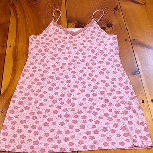 GARNET HILL Green Cotton M Pink Floral Print Nightgown Sleep Gown 100% Cotton